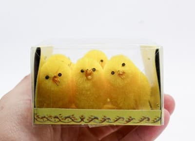 Vintage Pack of 6 Furry Yellow Chicks Cake Toppers Easter Decoration in Box - Thumbnail 4