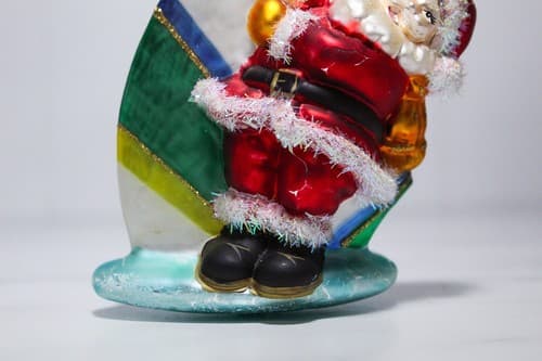 Vintage Poland Glass Surfing Santa Christmas Ornament In Original Box - Thumbnail 4