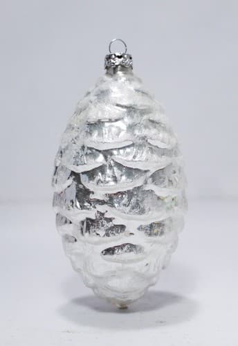 Vintage Red and Silver Glass Pinecone Motif Reflector Christmas Ornament - Thumbnail 5