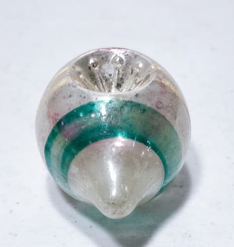 Vintage Oval Striped Blow Glass Indent Christmas Ornament Made in USA - Thumbnail 7
