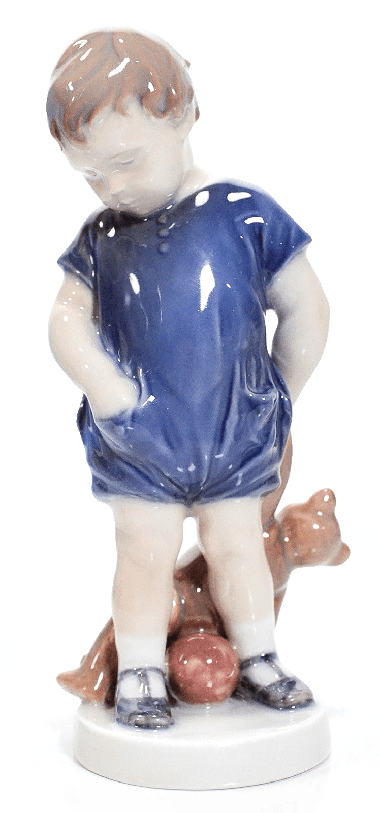 ROYAL COPENHAGEN Denmark Boy With Teddy Bear #3468 Porcelain Figure - Image 1