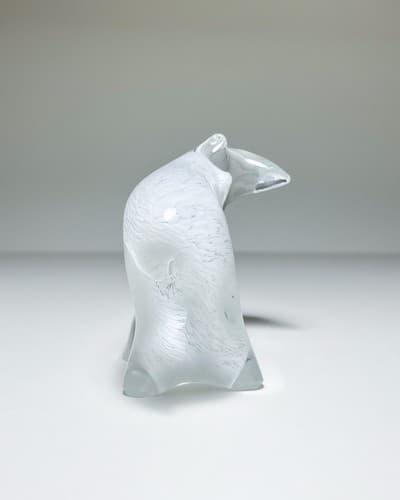 Vintage Art Glass Heavy Polar Bear Animal Sculpture Figure Paperweight - Image 1