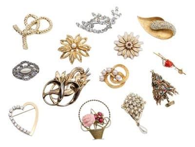 Lot of 13 Vintage Assorted Costume Jewelry Pin Brooches - Image 1