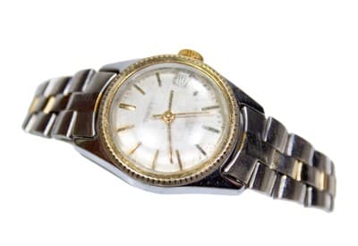 Vtg 1970's Timex President Date Silver Gold Two Tone W.R. Ladies Watch - Image 1
