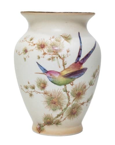 CROWN DUCAL WARE England Porcelain Bird & Flower Motif Vase - Image 1