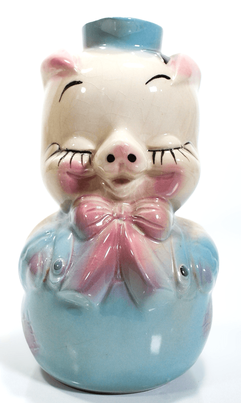 Vintage LEEDS USA Corky Pig Motif Hand Painted Porcelain Jug Decanter - Image 1