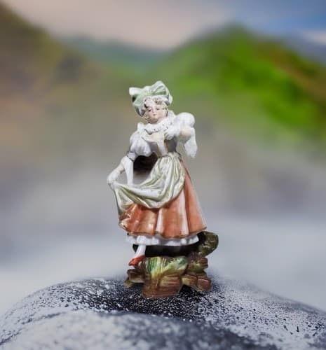 Antique Hand Painted Bisque Porcelain Victorian Lady Miniature Figurine - Image 1