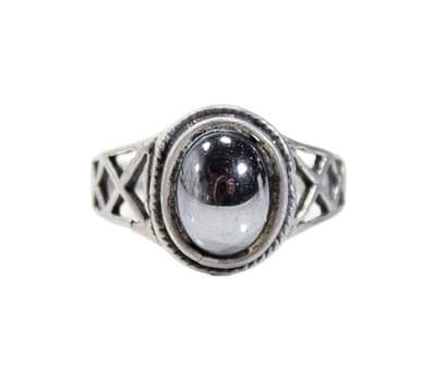 Vintage Sterling Silver 925 Natural Hematite Ring Size 6 - Image 1