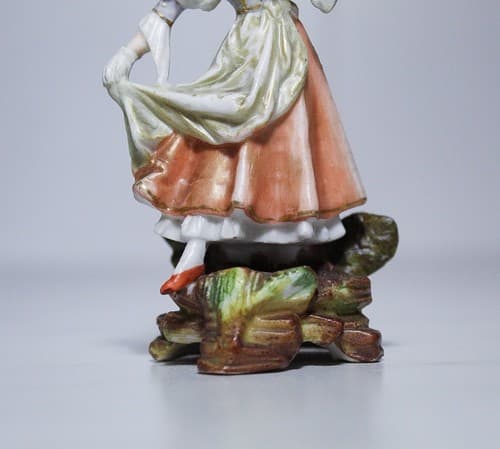 Antique Hand Painted Bisque Porcelain Victorian Lady Miniature Figurine - Thumbnail 3