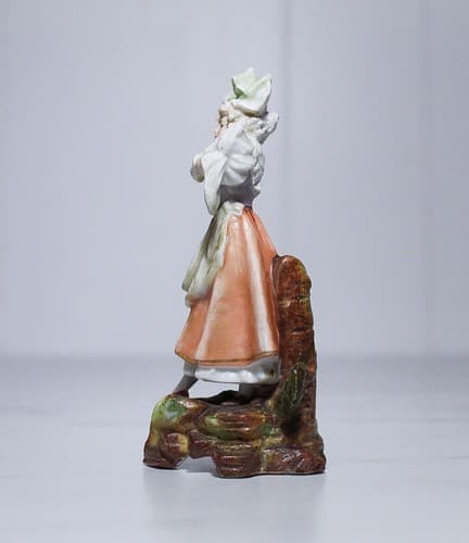 Antique Hand Painted Bisque Porcelain Victorian Lady Miniature Figurine - Thumbnail 4