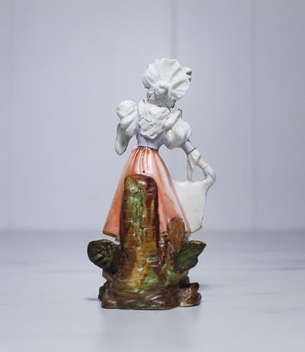 Antique Hand Painted Bisque Porcelain Victorian Lady Miniature Figurine - Thumbnail 5