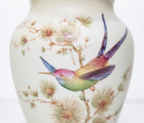 CROWN DUCAL WARE England Porcelain Bird & Flower Motif Vase - Thumbnail 3