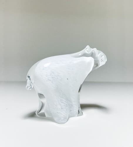 Vintage Art Glass Heavy Polar Bear Animal Sculpture Figure Paperweight - Thumbnail 2
