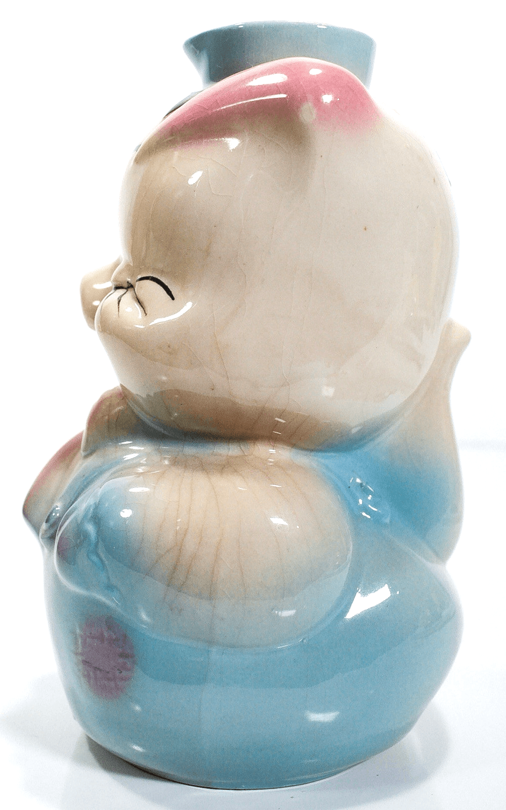 Vintage LEEDS USA Corky Pig Motif Hand Painted Porcelain Jug Decanter - Thumbnail 2