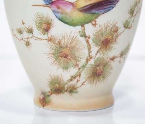 CROWN DUCAL WARE England Porcelain Bird & Flower Motif Vase - Thumbnail 4