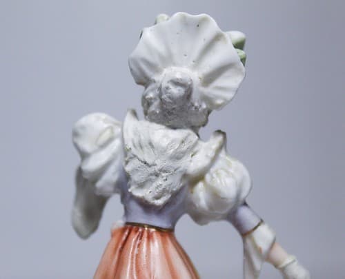 Antique Hand Painted Bisque Porcelain Victorian Lady Miniature Figurine - Thumbnail 6