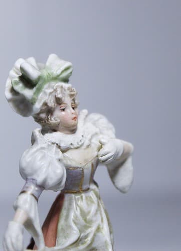 Antique Hand Painted Bisque Porcelain Victorian Lady Miniature Figurine - Thumbnail 7
