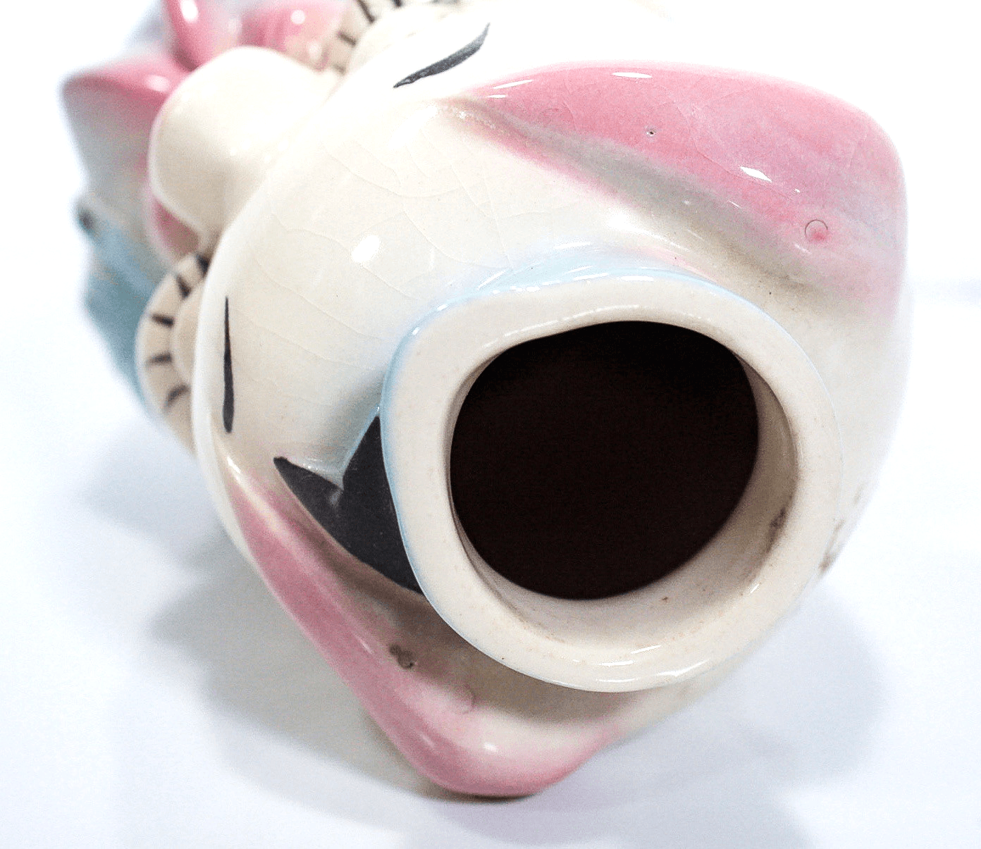 Vintage LEEDS USA Corky Pig Motif Hand Painted Porcelain Jug Decanter - Thumbnail 5
