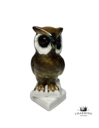 Vintage West Germany Hand Painted Porcelain Owl Figurine - Image 1