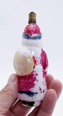 Vintage Milk Glass Hand Painted Santa Claus Christmas Light Bulb - Thumbnail 3