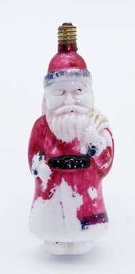 Vintage Milk Glass Hand Painted Santa Claus Christmas Light Bulb - Thumbnail 8