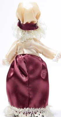 Dollhouse Miniature Doll Porcelain Silk & Laced Dress Victorian Style Vintage 5" - Thumbnail 5