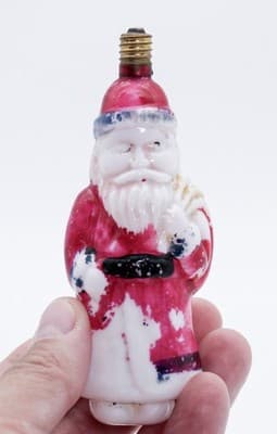 Vintage Milk Glass Hand Painted Santa Claus Christmas Light Bulb - Thumbnail 2