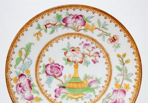 CAULDON Antique Hand Painted Floral Motif Porcelain Boullion Cup & Saucer RARE - Thumbnail 6