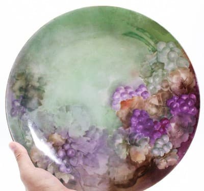 Antique LIMOGES France Hand Painted Grape & Vine Motif Large Cabinet Plate Porc - Thumbnail 6