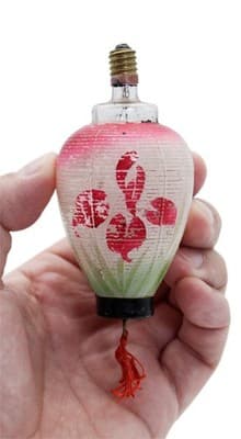 Vintage Chinese Lantern Motif Hand Painted Milk Glass Christmas Light Bulb - Image 1
