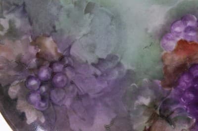Antique LIMOGES France Hand Painted Grape & Vine Motif Large Cabinet Plate Porc - Thumbnail 4