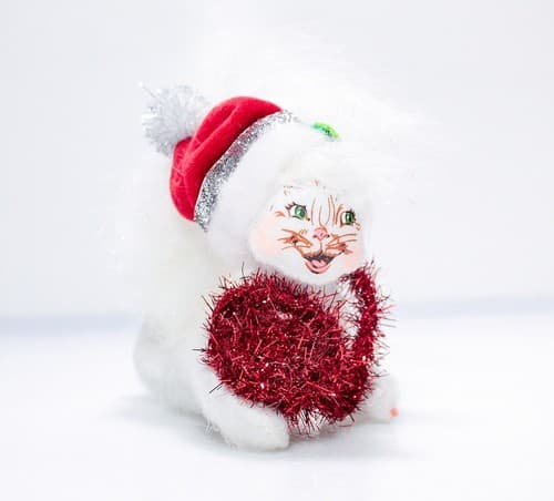 Vtg 2013 ANNALEE Mobilitee SILVER SPARKLE KITTY Christmas Artisan Doll 4" w/Tag - Thumbnail 5