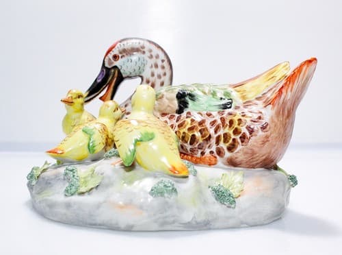 Antique Hand Painted European Mallard Bird Porcelain Grouping Sculpture Figure - Thumbnail 4