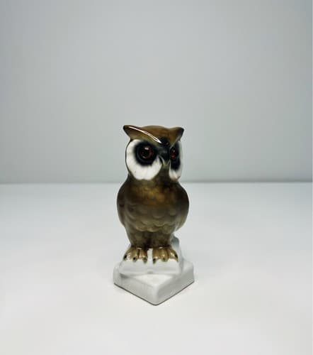 Vintage West Germany Hand Painted Porcelain Owl Figurine - Thumbnail 3