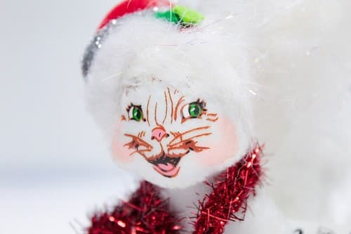 Vtg 2013 ANNALEE Mobilitee SILVER SPARKLE KITTY Christmas Artisan Doll 4" w/Tag - Thumbnail 2