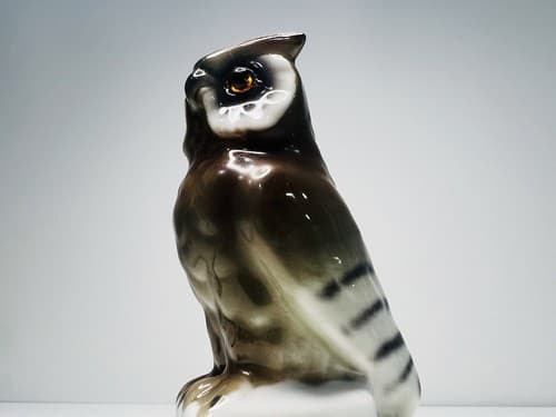 Vintage West Germany Hand Painted Porcelain Owl Figurine - Thumbnail 8