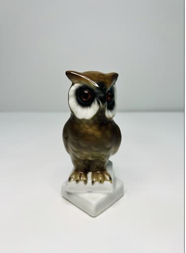 Vintage West Germany Hand Painted Porcelain Owl Figurine - Thumbnail 2