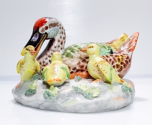 Antique Hand Painted European Mallard Bird Porcelain Grouping Sculpture Figure - Thumbnail 5