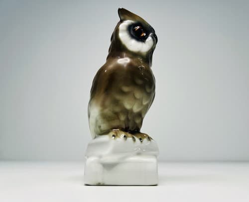 Vintage West Germany Hand Painted Porcelain Owl Figurine - Thumbnail 7