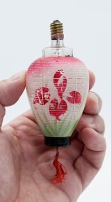 Vintage Chinese Lantern Motif Hand Painted Milk Glass Christmas Light Bulb - Thumbnail 6