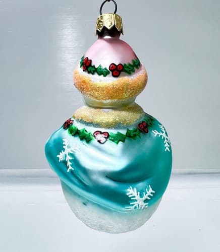 CHRISTOPHER RADKO "Jolly Wrap Jr." Snowman Christmas Glass Ornament - Thumbnail 4