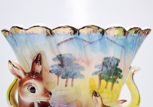Vintage DEE BEE CO. Imports Hand Painted Japan Ceramic Fawn Deer Motif Vase - Thumbnail 5