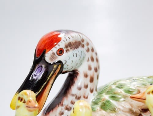 Antique Hand Painted European Mallard Bird Porcelain Grouping Sculpture Figure - Thumbnail 2