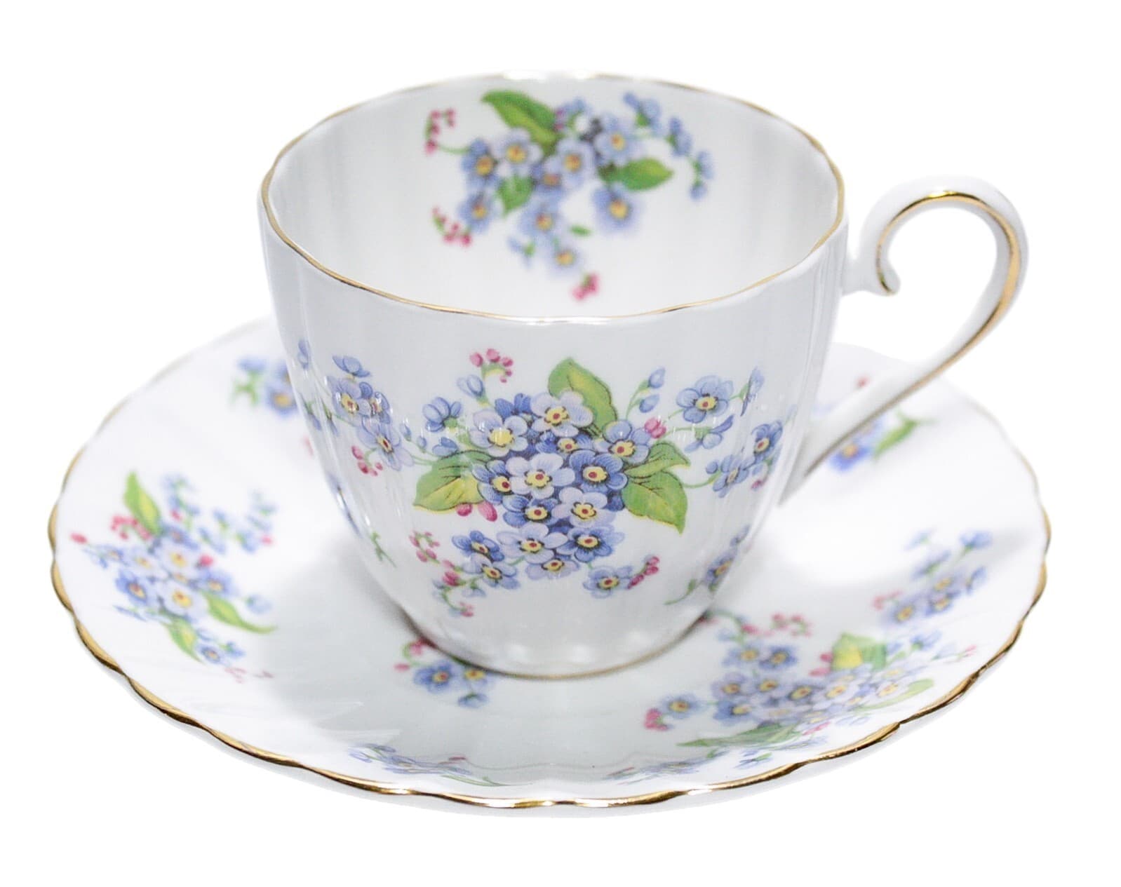 ROYAL TUSCAN Wedgwood "Forget Me Not" Fine Bone China Floral Cup & Saucer - Image 1