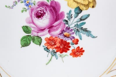 MEISSEN Germany Hand Painted Multicolor Floral Ceremonial Porcelain Plate - Thumbnail 3
