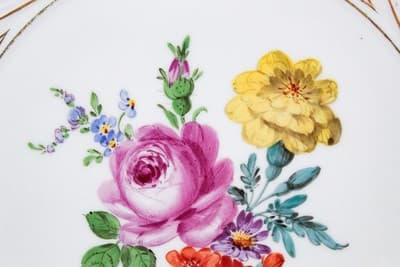 MEISSEN Germany Hand Painted Multicolor Floral Ceremonial Porcelain Plate - Thumbnail 2