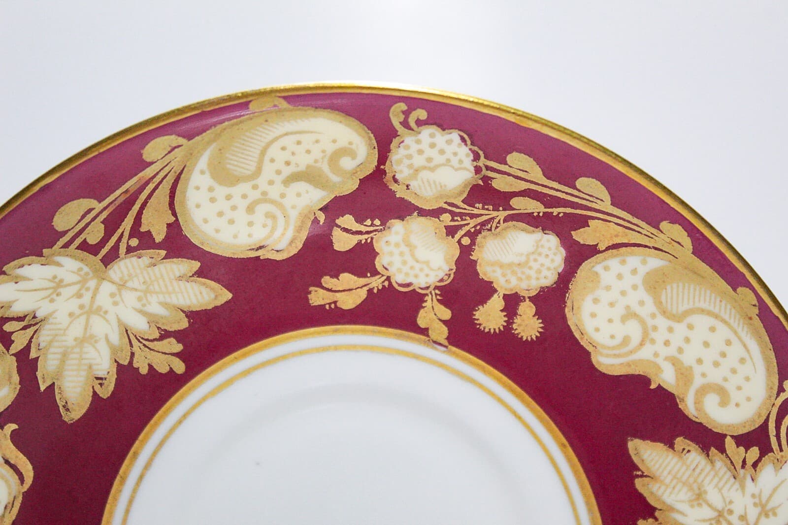 CROWN STAFFORDSHIRE Antique England Fine Bone China Red Floral Cup & Saucer - Thumbnail 7