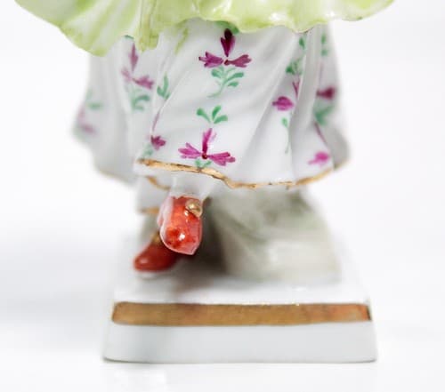 Antique Hand Painted Germany Lady In Baroque Flora Dress Porcelain Figurine - Thumbnail 4