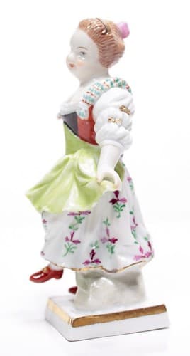 Antique Hand Painted Germany Lady In Baroque Flora Dress Porcelain Figurine - Thumbnail 5