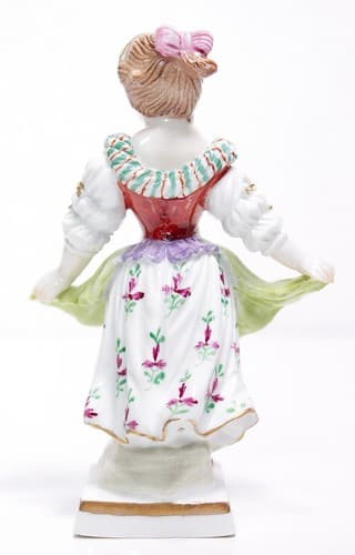 Antique Hand Painted Germany Lady In Baroque Flora Dress Porcelain Figurine - Thumbnail 8